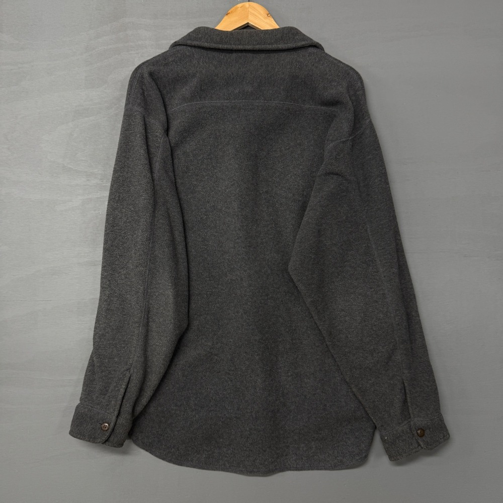 Vintage J.Crew Fleece Button Up‎ Shirt Chamois Gray Long Sleeve Pocket Large - Picture 4 of 6